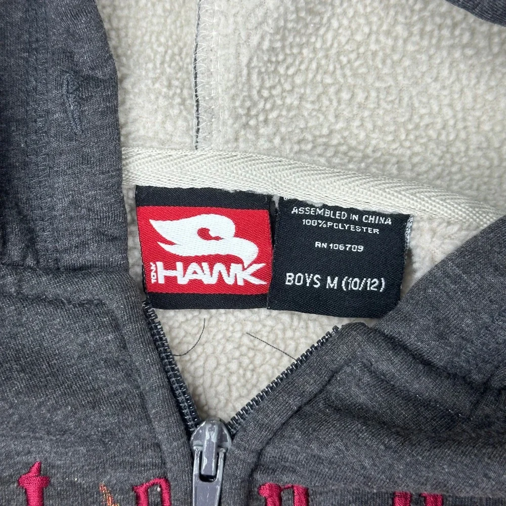 Tony Hawk Zip Up Hoodie Sherpa Lined Flame Phoenix‎ Graphic Gray Boys M (10/12)